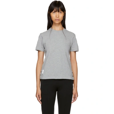 Thom Browne Tricolor Stripe Cotton Piqué T-shirt In Light Grey
