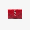 SAINT LAURENT SAINT LAURENT RED MONOGRAM ENVELOPE LEATHER WALLET,414404BOW0212558034