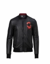 PHILIPP PLEIN LEATHER BOMBER "MONEY SOUP",S18CMLB0390PLE010N02