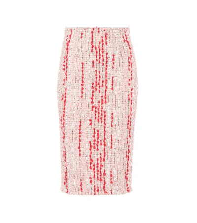 Alexander Mcqueen Frayed Petal Mixed Tweed Pencil Skirt In Multi