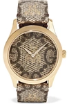 GUCCI PRINTED COATED-CANVAS AND GOLD-TONE WATCH