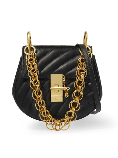 Chloé Drew Bijou Mini Quilted Leather Shoulder Bag In Black