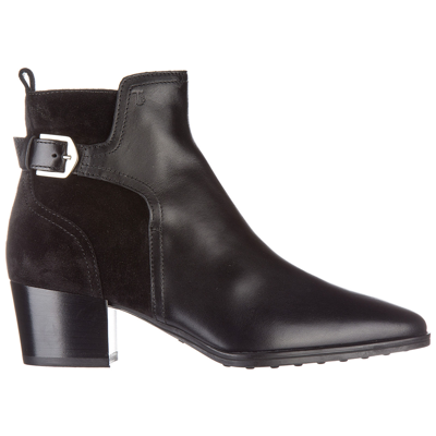Tod's Chunky Heel Ankle Boots In Black