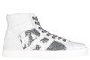 HOGAN REBEL WOMEN'S SHOES HIGH TOP SUEDE TRAINERS SNEAKERS R141 LATERALE PAILETTES TESSUTO,HXW1410P990FJC0906 35