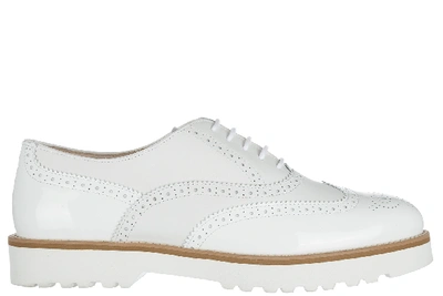 Hogan Women's Classic Leather Lace Up Laced Formal Shoes H259 Route Francesina Brogue In White