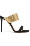 AQUAZZURA RENDEZ VOUS LEATHER AND SUEDE MULES