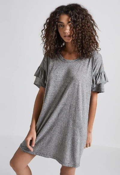 Current Elliott The Ruffle Roadie T-shirt Dress, Gray/red In Heather Grey