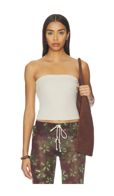 Enza Costa Cotton Rib Bandeau Top In Champagne