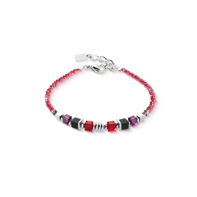 Coeur De Lion Armband Wave Cube Flow Silber-rot In Red