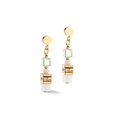 Coeur De Lion Ohrringe Mini Cubes Gold Weiss