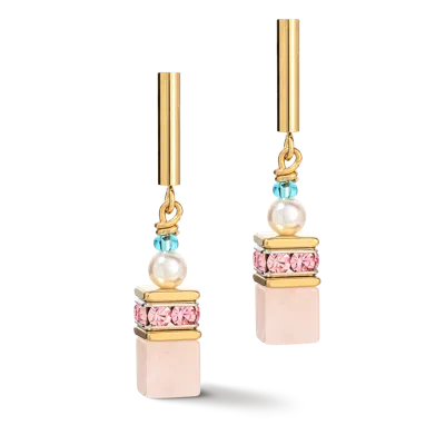 Coeur De Lion Geocube® Precious Fusion Pearls Ohrringe Multicolor Pastell In Gold
