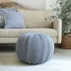 Ashley Celtic Cableknit Pouf In Blue