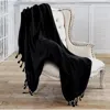 Ashley Heather Solid Throw Blanket In Black