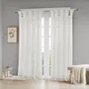 Ashley Bloom Floral Embellished Cuff Tab Top Solid Curtain Panel In White