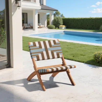 Ashley Zuo Sunbeam Outdoor Lounge Chair In Blue/brown