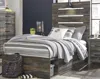Ashley Drystan Twin Panel Bed With 2 Storage Drawers And Cubbies In Multi