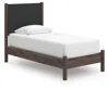 Ashley Cadmori Twin Upholstered Panel Platform Bed With Roll Slats In Brown