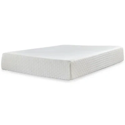 Ashley Calverson Queen Platform Bed With Chime 12 Inch Plush Memory Foam Mattress In A Box In Mocha