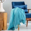 Ashley Heather Solid Throw Blanket In Blue