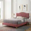 Ashley Modway Juniper Tufted King Platform Bed In Pink