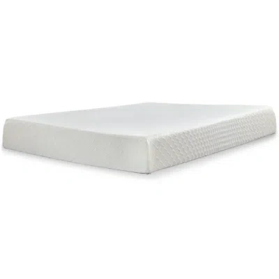 Ashley Shawburn Queen Platform Bed With Chime 10 Inch Firm Memory Foam Mattress In A Box In Whitewash