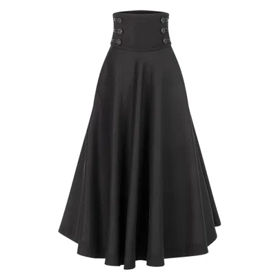 Nikka Place "rose" Black Wool Maxi Skirt
