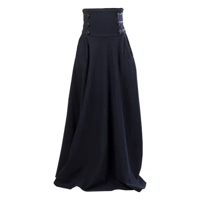 Nikka Place "rose" Dark Blue Wool Maxi Skirt