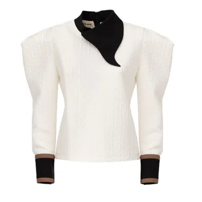 Julia Allert Asymmetrical Collar Blouse | White