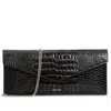 Vikele Studio Black Croc-embossed Leather Clutch With Chain Strap In Yellow