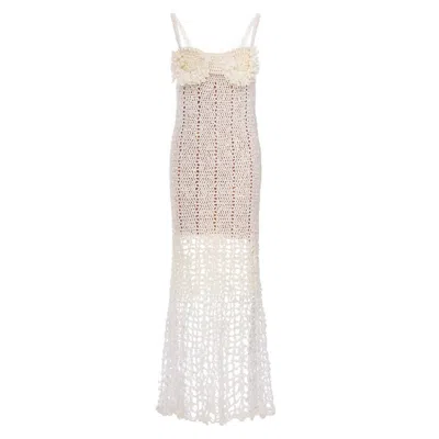Andreeva Chrysanthemum Crochet Dress | White