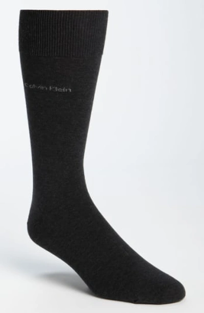 Calvin Klein Giza Cotton Flat Knit Socks In Graphite Heather