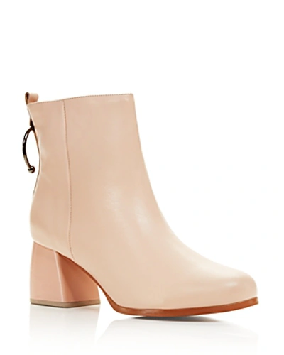 Jaggar Women's Leather Bull Ring Block Heel Booties In Nude