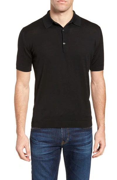 John Smedley Fine-knit Design Polo Shirt In Black