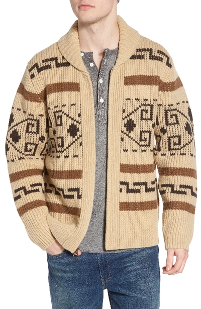 Pendleton The Original Westerley Jacquard-knit Wool Cardigan In Tan Brown