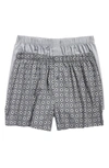 Hanro Men's 2-pack Fancy Woven Boxers In Squared Floral/gray