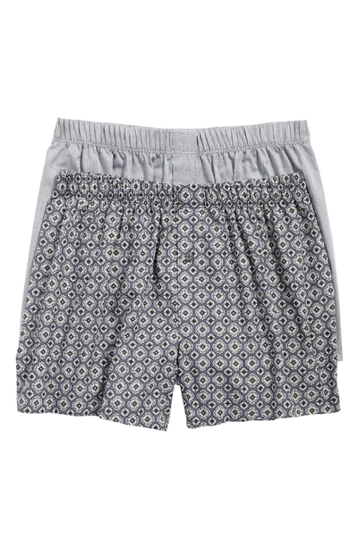 Hanro Men's 2-pack Fancy Woven Boxers In Squared Floral/gray