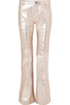 CHLOÉ METALLIC TEXTURED-LEATHER FLARED PANTS