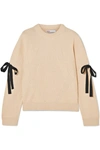 RED VALENTINO BOW-EMBELLISHED RIBBED COTTON jumper