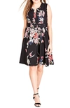 CITY CHIC Misty Floral Fit & Flare Dress,00134117