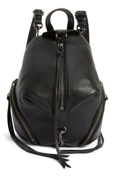 Rebecca Minkoff Mini Julian Pebbled Leather Convertible Backpack In Black