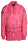 OPENING CEREMONY WOMAN RIBBED-PANELED SHELL BOMBER JACKET BRIGHT PINK,GB 7789028784459540