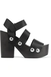 ALEXANDER WANG WOMAN TESS LEATHER PLATFORM SANDALS BLACK,US 1071994537182648