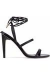 TIBI WOMAN LACE-UP LEATHER SANDALS BLACK,GB 367268775770851