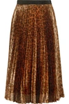 CHRISTOPHER KANE WOMAN PLEATED LEOPARD-PRINT SILK-BLEND LAMÉ MIDI SKIRT GOLD,US 2526016083731812