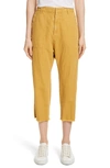 Nili Lotan Luna Cotton & Linen Twill Crop Pants In Mustard