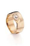 Monica Vinader 'siren' Wide Band Ring In White Topaz/ Rose Gold