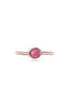 Monica Vinader Siren Small Stacking Ring In Pink Quartz/ Rose Gold