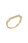 Monica Vinader Diamond And 18k Yellow Gold Vermeil Signature Thin Ring In Gold/ Diamonds
