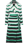 EMILIO PUCCI WOMAN STRIPED CRINKLED COTTON AND SILK-BLEND COAT WHITE,US 7789028783961255