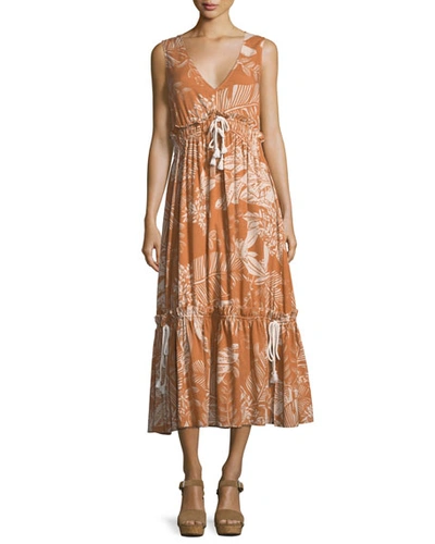 See By Chloé Sleeveless Printed Cotton Dress In Brown